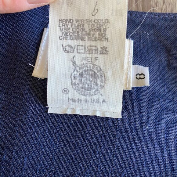 Vintage 80's Leslie Faye Navy Brass Button Midi Sheath Nautical Dress Women's 8P - Picture 6 of 12